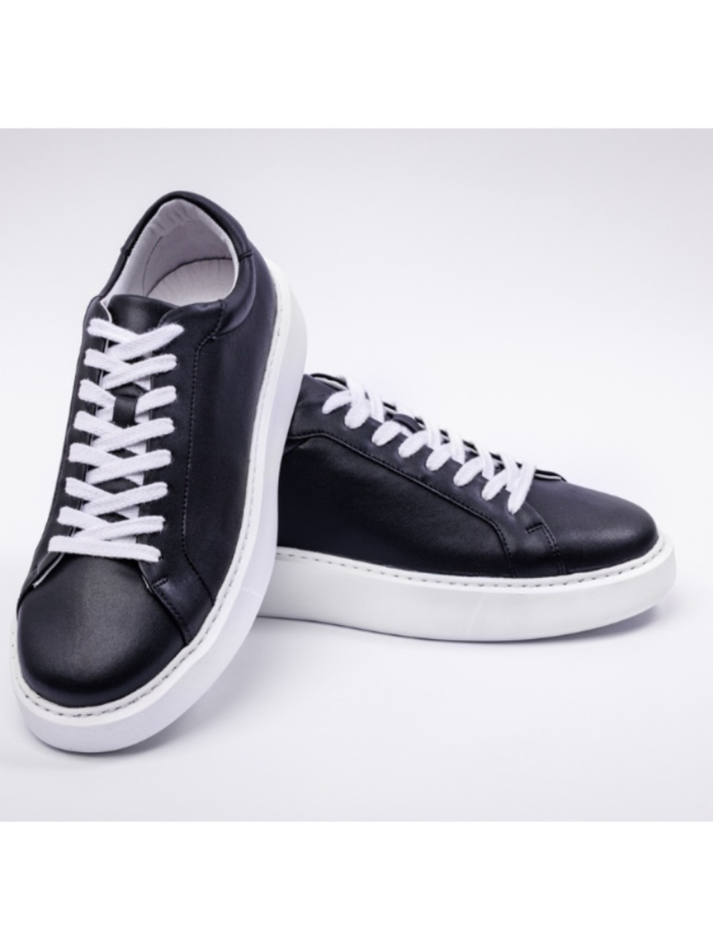 Leather Sneaker (Black-White) - Picture 2 of 9